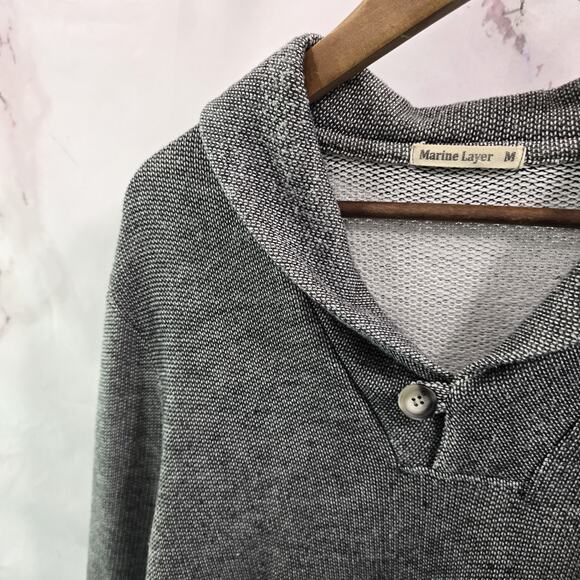 Marine Layer Sweatshirt Mens Medium Gray Pullover Cowl Neck Roll Neck - Picture 2 of 12